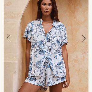 Piyama Maggie Pajama Set Summer Toile - Aegean Blue